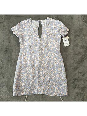 NWT RVCA Purple Daisy Floral Linen Blend Summer Veda Dress SMALL Vacation